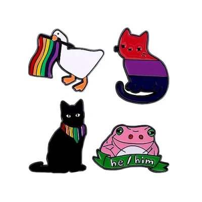 Image of ARFUKA Brooch Enamel Pins LGBT Pride Rainbow Animals Lapel Pin Brooches Shirt Clothes Collar Badge Jewelry Accessories Pack of 4