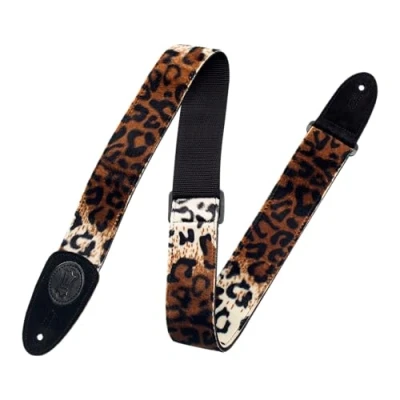Image of Levy&#039;s Leathers 2&quot; Faux Fur Leopard Print Guitar Strap with Genuine Leather Ends; (MSSF8 LYX)