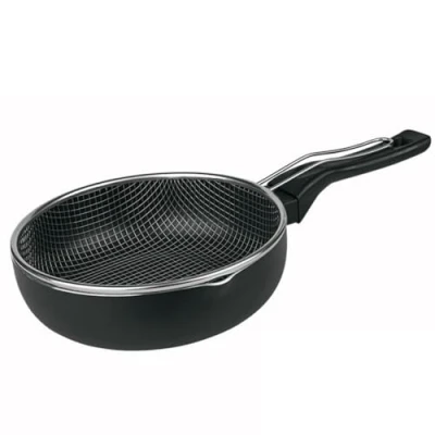 Image of MGE Fryer Pan with Basket Fast Induction Frying for Honda Deep Wok Black 26 cm