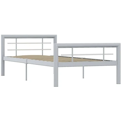 Image of vidaXL Bed Frame without Mattress Grey and White Metal 90x200 cm