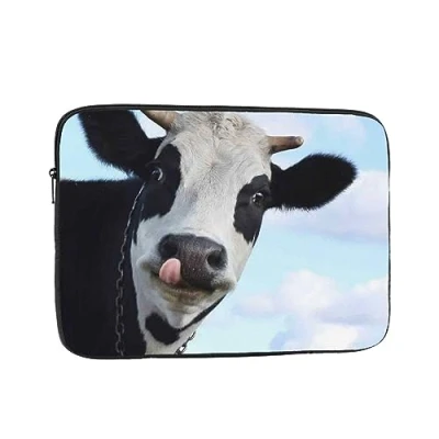 Image of Cute Cow Printed Laptop Sleeve For 12 Inch Laptop, Shockproof Oxford Fabric Protective Case Bag
