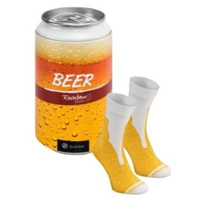 Image of Rainbow Socks Men Women Novelty Funny Beer Can 1 Pair Size 4 7