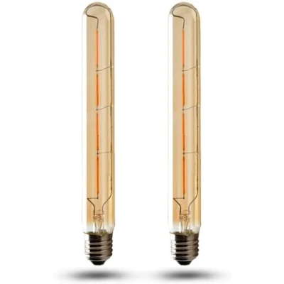 Image of ZFQ T30 4W Vintage Retro LED Filament Bulbs Not Dimmable, 225mm Tubular E27 Edison Screw, Energy Saving Light Bulb, 2700K Warm White, 400LM, Amber Glass, 2 Pack