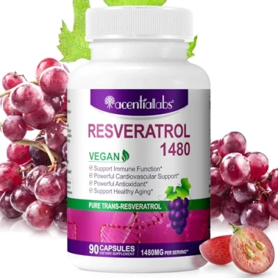 Image of Resveratrol Supplement 1480mg, 90 Capsules High Potency Trans for Heart, Skin, and Anti Aging Antioxidant
