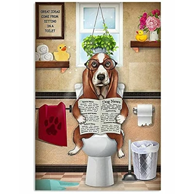 Image of TNND Basset Hound Reading Dog News Awesome Wall D¨cor Gift For Friend Metal Sign Art Tin Poster 8x12 inch
