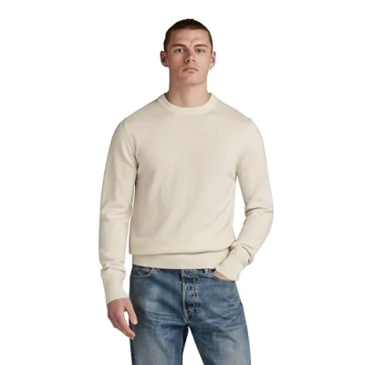 Image of G STAR RAW Men&#039;s Premium Core Knitted Sweater, Beige (eggnog D21931 B692 G076), XL