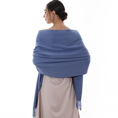 Image of RIIQIICHY Ladies Blue Scarf Pashmina Shawls and Wraps for Wedding Scarfs Women Winter Warm