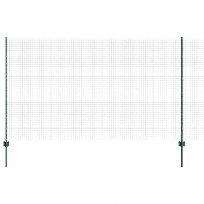 Image of vidaXL Welded Wire Fence with 5 U Posts Green 1.4x10 m Steel