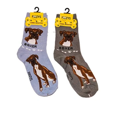 Image of Foozys Unisex Crew Socks Canine/Dog Collection Boxer
