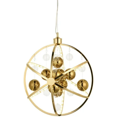 Image of Muni Single Pendant Ceiling Lamp, Gold Effect Plate With, Glass