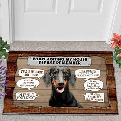 Image of Door Mat Indoor Entrance Porch Welcome Flannel Bathmat Dachshund When Visiting My House Please Remember Pattern Doormat Home Decor Housewarming 24x16 Inch