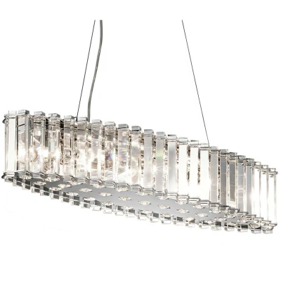 Image of Crystal Skye 8 Light Pendant Bar Island Chandelier Chrome, Crystal, G9