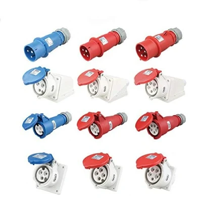 Image of Red Industrial Plug &amp; Sockets, POWERTOOL IP44 Site Wall Socket Waterproof Connector (5Pin 32A B)