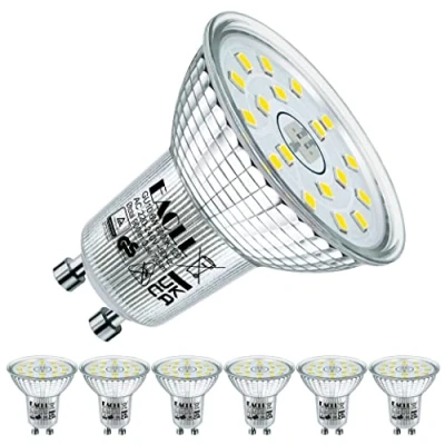 Image of EACLL GU10 LED Bulbs 6W Cool White Light 6000K Replace 100W PA16 Halogen, AC 230V No Flickering Spotlight, 900lm Beam Angle 360 Lights, Non Dimmable Spot Reflector Light, Pack of 6