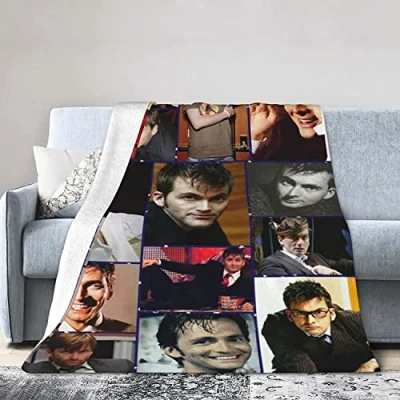 Image of Fleece Blanket for Sofa Camping, Super Soft Lightweight Cozy Luxury Flannel Bed Blanket, David Peter Tennant Fluffy Plush Couch Thro 150CM X 125CM