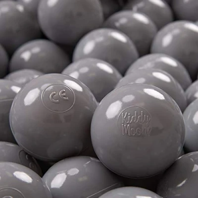 Image of KiddyMoon 100 ∅ 7Cm/2.75In Soft Plastic Play Balls For Children Colourful Certified Made In EU, Grey
