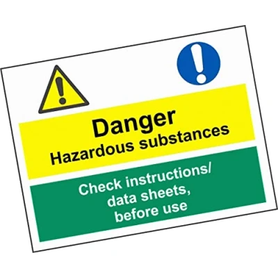 Image of Sticker Warning 5X COSHH Sign Danger Hazardous Substances Data Sheets Vinyl for Your Safety Company School Kindergarten Office Factory 400x300mm