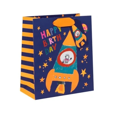 Image of Glick Medium Gift Bag, Rocket Boy, 225 x 200 100 mm, Luxury Recyclable Bag for Birthdays &amp; Celebrations