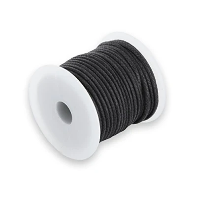 Image of Auroris 10 m roll of cotton ribbon, round, 2 mm, colour: black