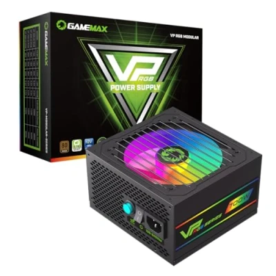 Image of GameMax VP Series 700W 80 Plus Bronze Power Supply (No Cord Included) 700 RGB, Semi Modular, Single Rail, 120mm RGB Fan, ATX PSU Black