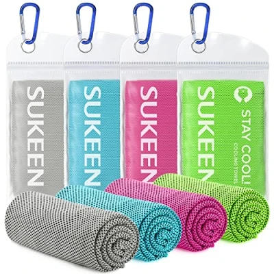Image of Sukeen [4 Pack Cooling Towel (40&quot;x12&quot;),Ice Towel,Soft Breathable Chilly Towel,Microfiber for Yoga,Sport,Running,Gym,Workout,Camping,Fitness,Workout &amp; More Activities