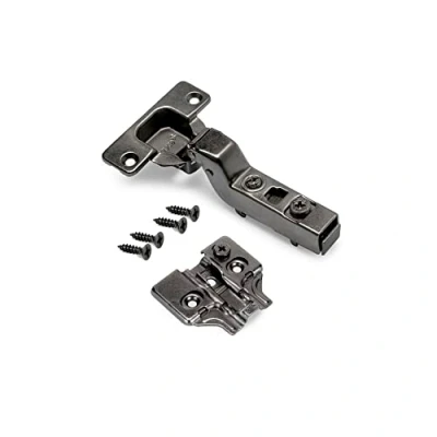 Image of Emuca Kit of 20 Inset Overlay Hinge X91 with Soft Close and Screw on Plate, 105º Opening, Titanium, Steel