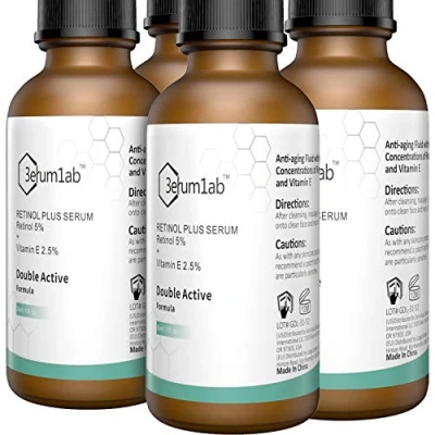 Image of Retinol Serum High Strength for Face and Skin, Unique Double Active Ingredients of &amp; Vitamin E, Synthetic Effect to Reduce Wrinkle, Dark Circle (4 PACK)