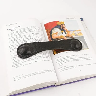 Image of Weighted Bookmark Leather Book Page Weight Weights Holder for Hands Free Reading Paper Cookbooks Crafts Music Books Bookmarks(01Black)