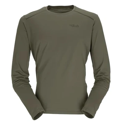 Image of Rab Men&#039;s Force LS Tee Lightweight Long Sleeve T Shirt for Trekking, Climbing, &amp; Trail Running Light Khaki Medium