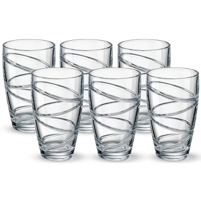 Image of volila Plastic Drinking Glasses 6 Pack Acrylic Tumbler Reusable and Shatterproof Picnic Glass Stackable for Daily Use, Parties (6 Clear)
