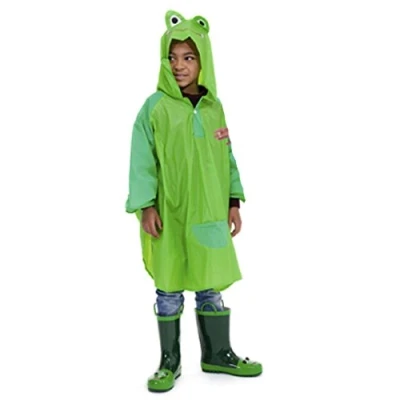 Image of KS Brands Children&#039;s PVC Frog Poncho/Raincoat One Size Age 4 8 Green