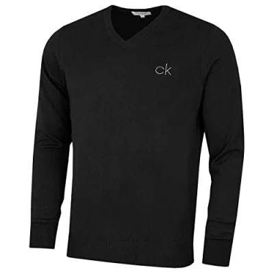 Image of Calvin Klein Mens V Neck Sweater Black XL