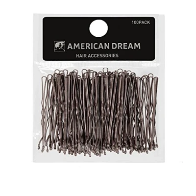 Image of American Dream Wavy Bobby Pins, Brown 2 inch/ 5 cm Pack of 100