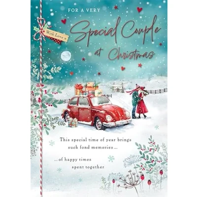 Image of Piccadilly Greetings Christmas Card For a Very Special couple Car 9 x 6 inches