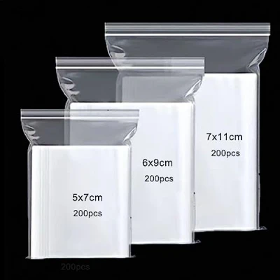 Image of 600pcs Grip Seal Bags, 3 Size Resealable Zip Lock Bag, Clear Plastic Reusable Polythene Pouches, Sealable Storage Baggies for small items