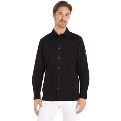 Image of Calvin Klein Jeans Men&#039;s MONOLOGO Badge Shirt J30J325176 Casual, Ck Black, S