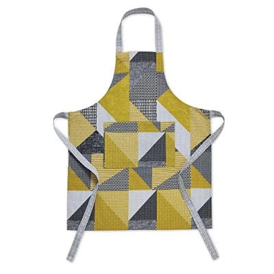 Image of Catherine Lansfield Kitchen Larsson Geo Cotton 70x80cm Adult Apron Ochre Yellow