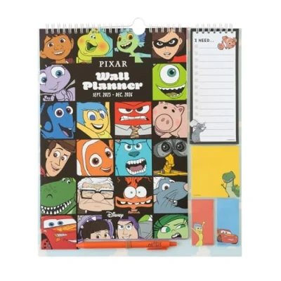Image of Grupo Erik Wall Planner 2026 Disney Pixar Monthly With Stickers, Pen, Shopping List, Sticky Notes Calendar 16 Months Sep 2025 Dec Gifts For Family
