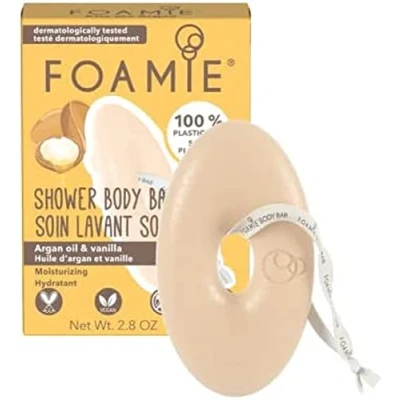 Image of Foamie Body Bar, Moisturising Argan Oil &amp; Vanilla, PH Balanced, Soap Free, No Sulphates or Parabens. Made in the UK., 80 g (Pack of 1)