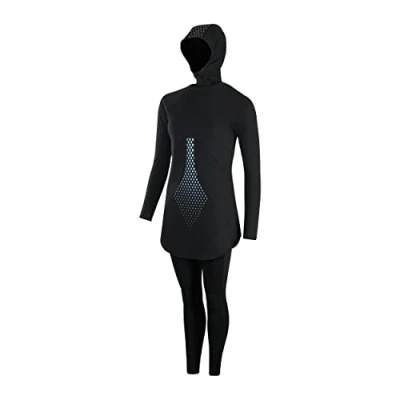 Image of Speedo Women&#039;s HydroPro Modest 2 Piece Full Cover Swimsuit, Black, 28