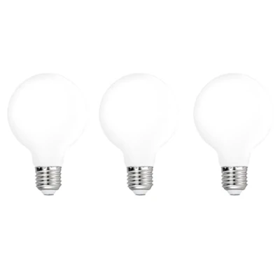Image of HUAMu Edison E27 G80 LED Globe Light Bulbs Type G Energy Saving Diameter 80MM 5W Omnidirectional Warm White Lighting 3000K with Glass Lamp Shade 3 Pack