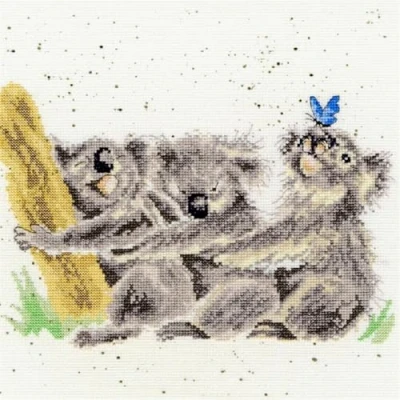 Image of Bothy Threads Cross Stitch Kit Wrendale Designs Three of A Kind