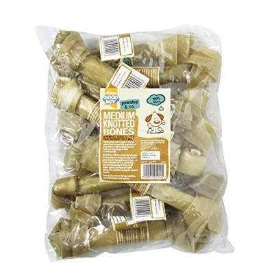 Image of Good Boy Medium Rawhide Knotted Bones Dog Chews Made From 100 Percent Natural Hide Pack of 10 Treats