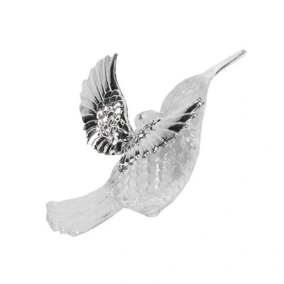 Image of Gisela Graham : Christmas Decoration Acrylic Glass Effect Hummingbird with Silver Wings