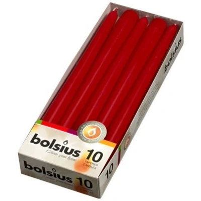 Image of 10 Bolsius Wine Red Non Drip Dinner Tapered Candles, 25cm, 7.5 hours and FREE Inspirational Fridge Magnet