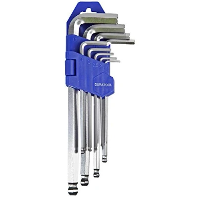 Image of Duratool D00594 Set of 9 Hexagon Allen Keys: Metric Sizes, Ball End