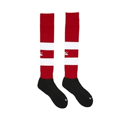 Image of Canterbury Unisex Team Hooped Rugby Socks, Flag Red, XS