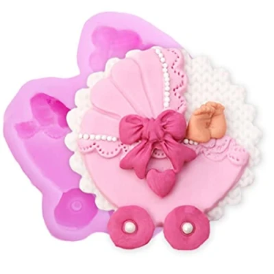 Image of Onsinic Baby Carriage Fondant Silicone Mould Candy Chocolate Mold Cake Decoration Tools Baking Tool