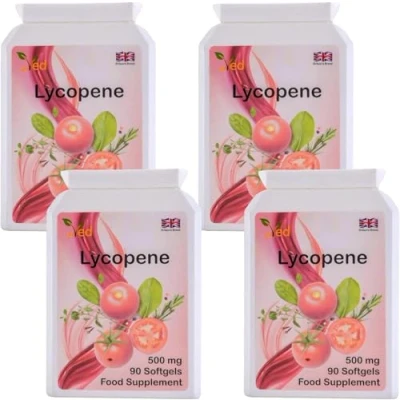 Image of Ved Lycopene Supplement, Supports Energy Balance, Non GMO, High 500mg x 90 Softgel(Pack of 4) 12 Month Supply