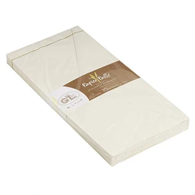 Image of Clairefontaine Ref 22616L G.Lalo Gummed Envelopes (Pack of 20) DL (110 x 220mm) in Size, 120gsm Paper, Strip for Sealing Paper Straw Cream